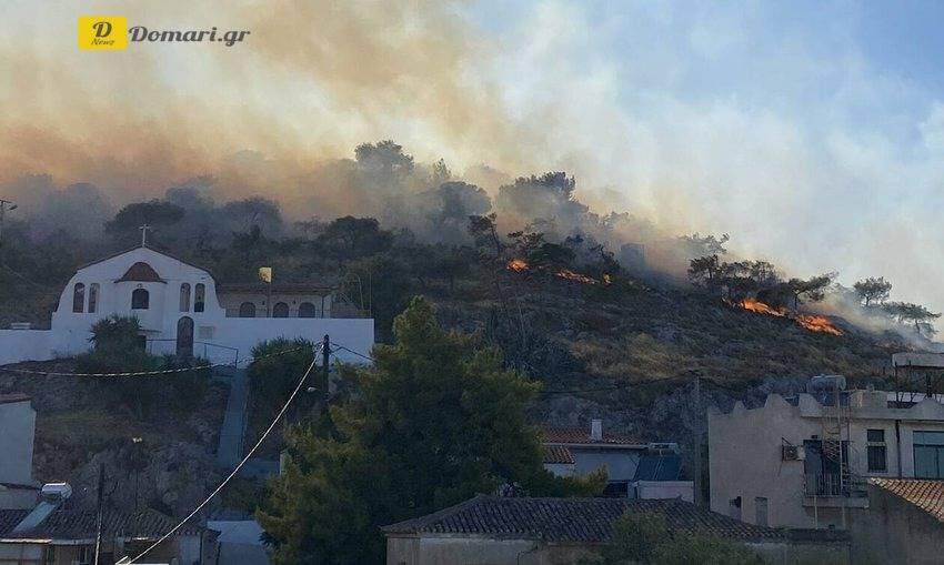 اندلاع حرائق غابات جديدة في غرب أتيكا ، سالامينا