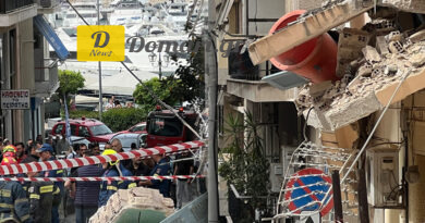 انهيار مبنى يؤدي إلى وفاة شخص وإصابة ثلاثة آخرين في بيرايوس صور فيديو
