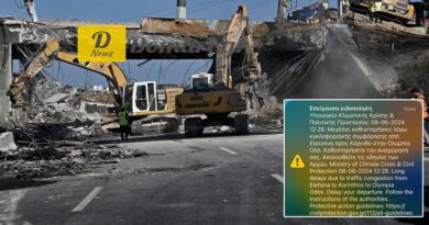 تأخيرات مرورية كبيرة على طريق أولمبيا بين أثينا وكورنث بسبب حادث انقلاب شاحنة