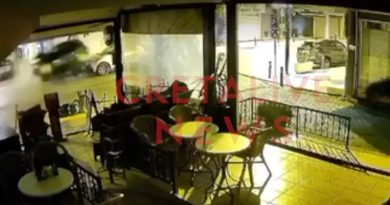 حادث مروري مروع في هيراكليون سيارة تصطدم بعمود خرساني بسرعة هائلة فيديو