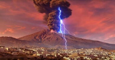 مشاهد تحاكي ثوران بركان سانتوريني قبل 3600 عام